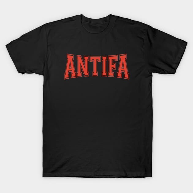 Antifa - Anti-Fascist & Anti-Nationalist Red Text Design T-Shirt by DefyTee